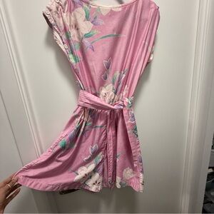 Pink Floral Belted Jumpsuit Romper